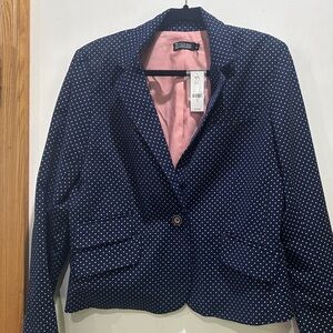 New York & Company Navy Polka Dot Blazer